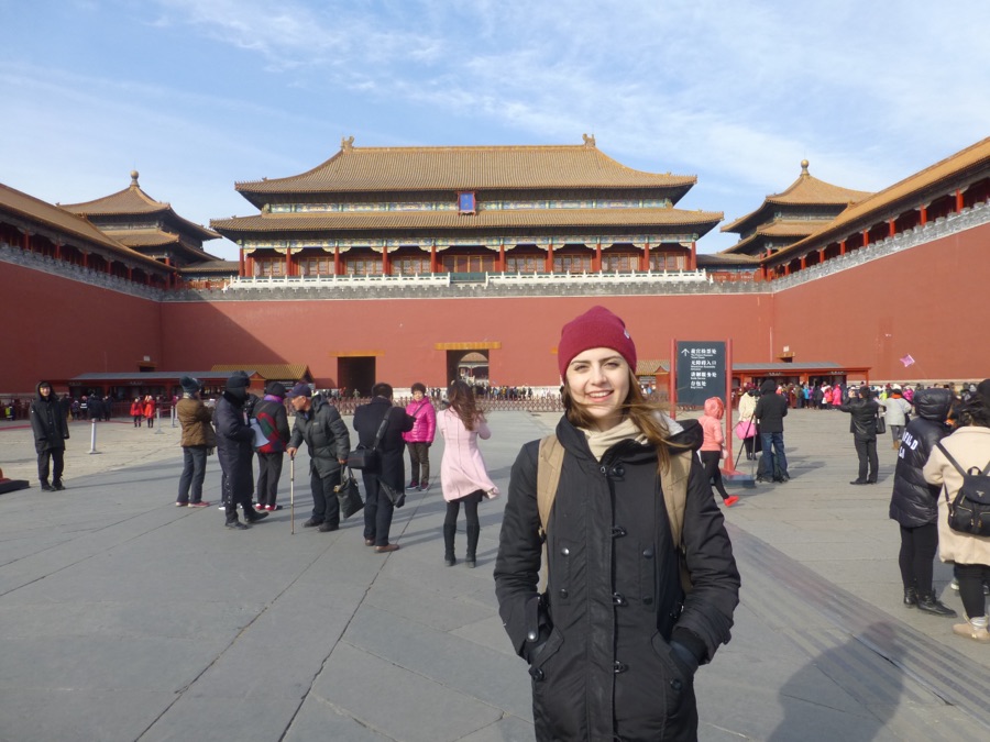 Laura Herrmann na primeira viagem internacional, China, 2016