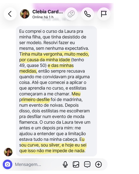 Depoimento de aluna do Model Pro