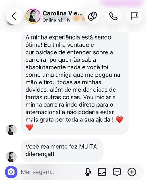 Depoimento de aluna do Model Pro