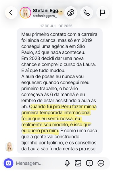 Depoimento de aluna do Model Pro
