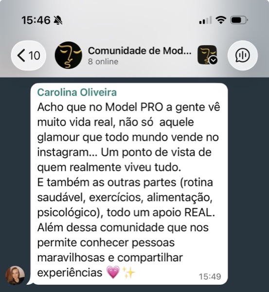 Depoimento de aluna do Model Pro