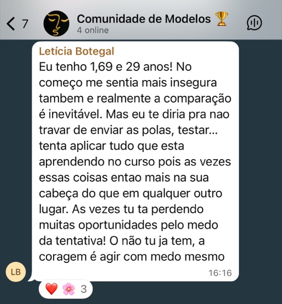 Depoimento de aluna do Model Pro